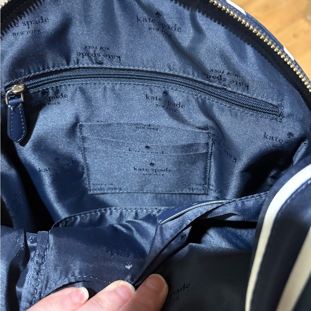 Kate Spade Striped Backpack in Navy and White - Picture 10 of 14